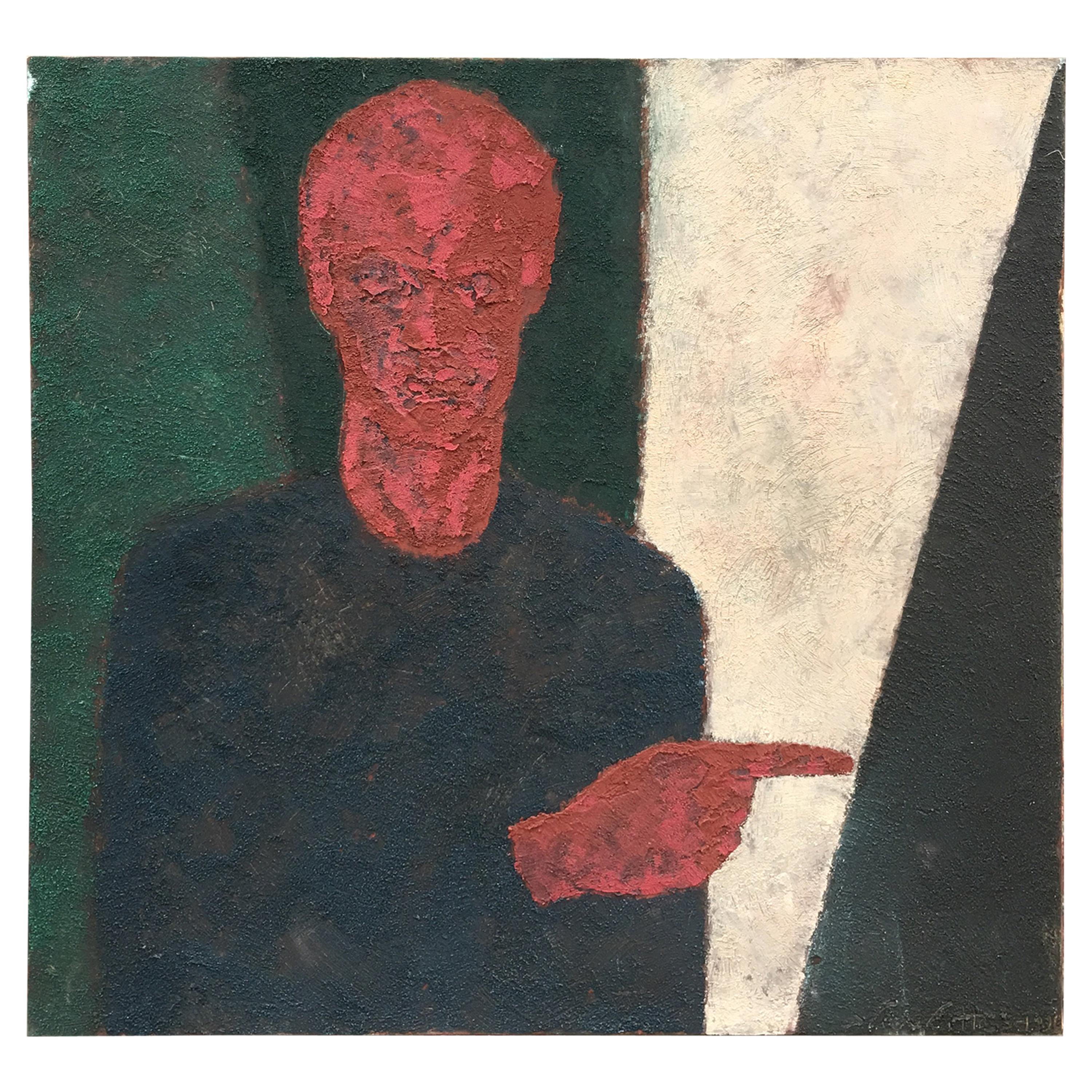 Marko Milovanovic (1965-) Self-Portrait Red and Green, Dated 1991 For Sale
