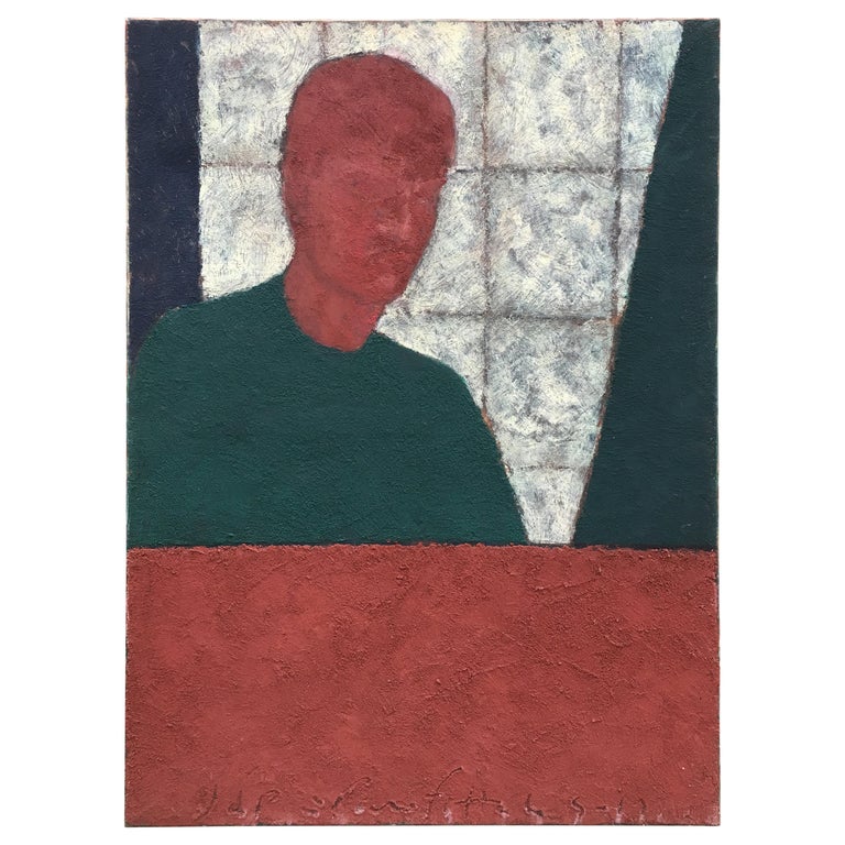 Marko Milovanovic SelfPortrait Red and Green, Dated 1991 For Sale at