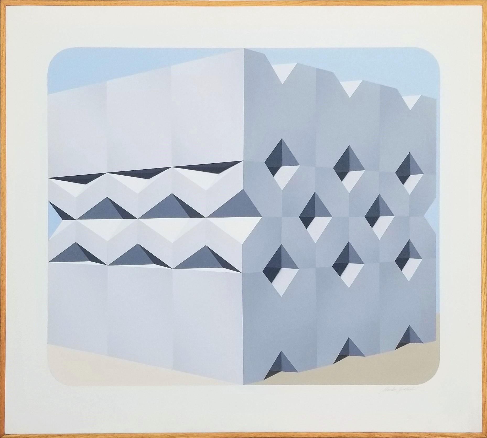 Mitla /// Marko Spalatin Abstracto Geométrico Surrealista Op Art Pintura Minimalista en venta 1