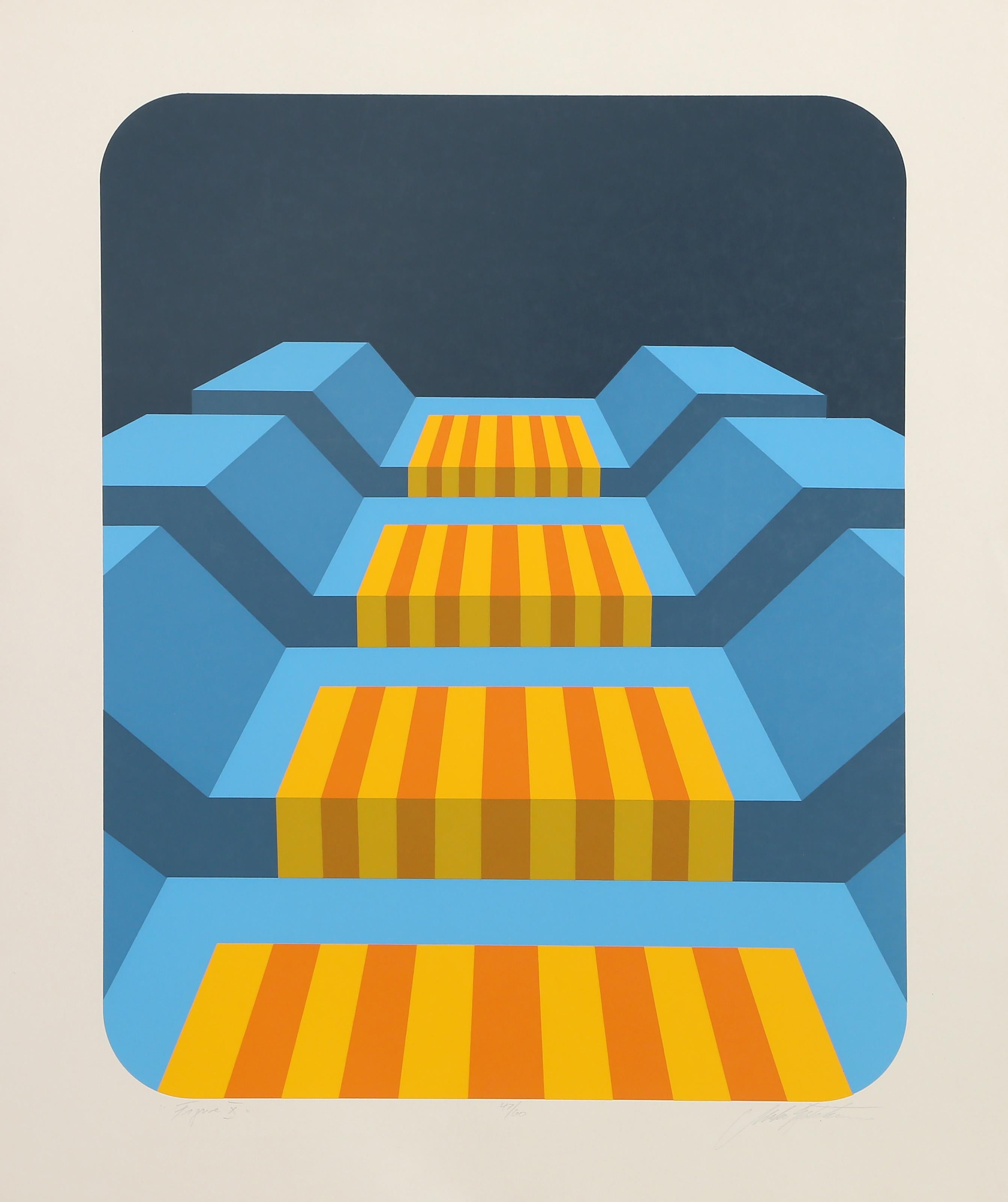 Figur X, Abstrakter geometrischer Siebdruck von Marko Spalatin im Angebot 1