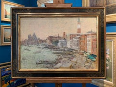 'St Marks Campanile' Romantic Venetian Painting of Venice with iconic view, boat