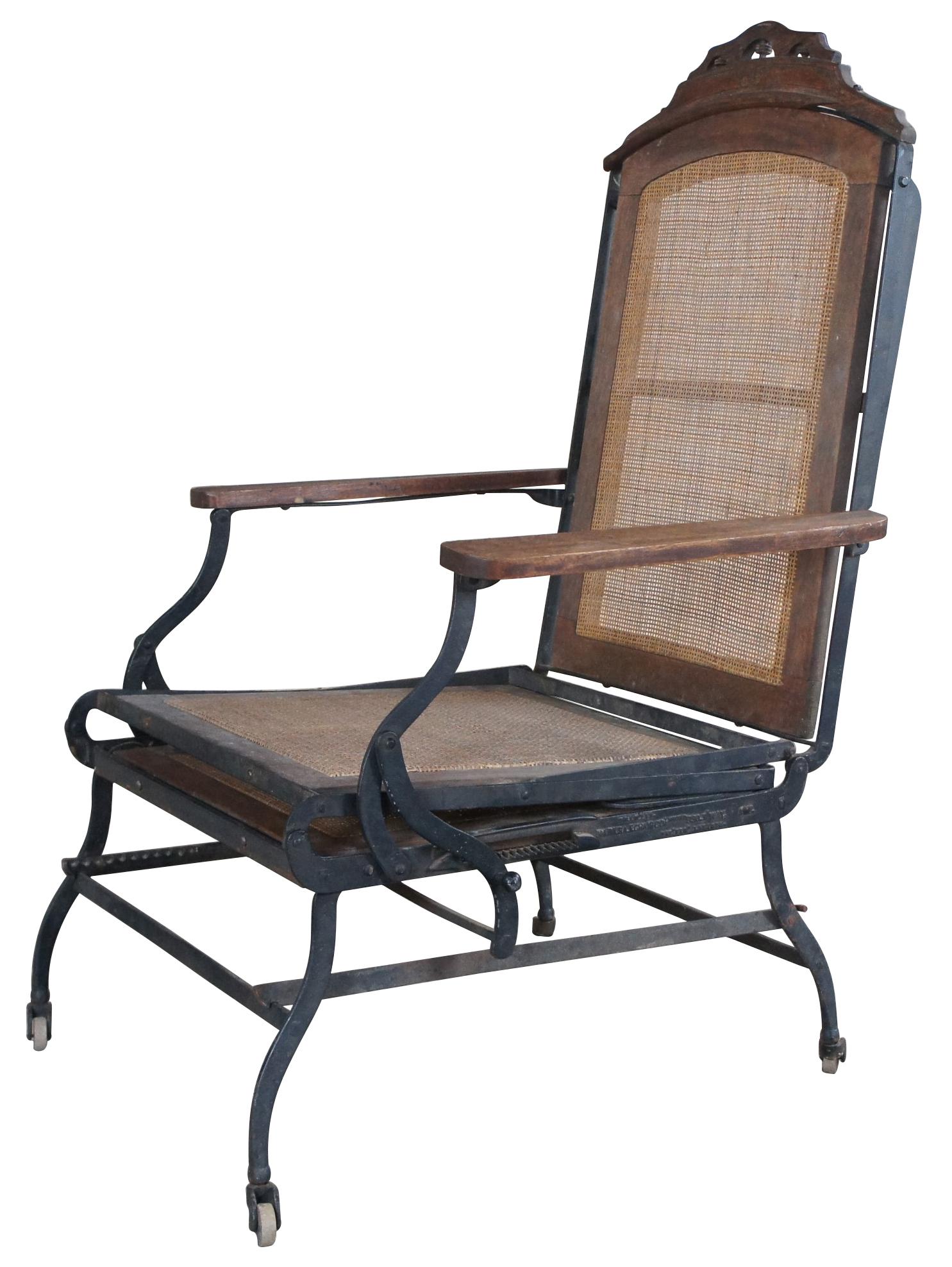 Marks A.F. Chair Co. New York Pat 1876 Walnut Campaign Lounge Chair Eastlake In Good Condition In Dayton, OH