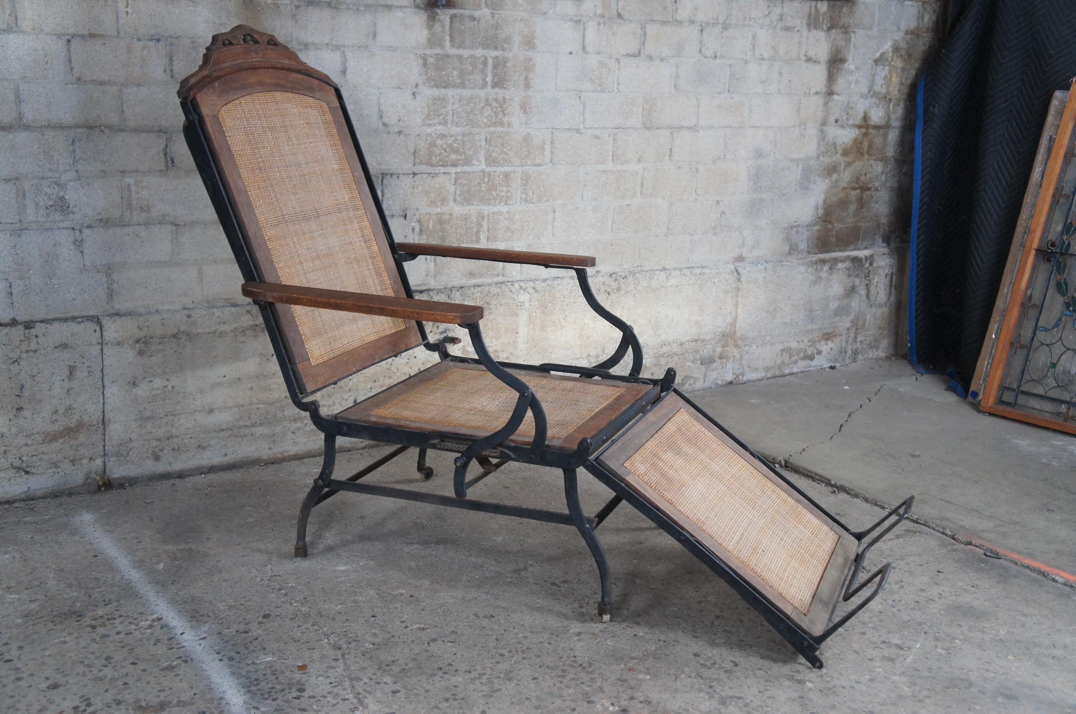 19th Century Marks A.F. Chair Co. New York Pat 1876 Walnut Campaign Lounge Chair Eastlake