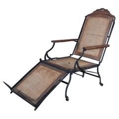 Antique Marks A.F. Chair Co. New York Pat 1876 Walnut Campaign Lounge Chair Eastlake