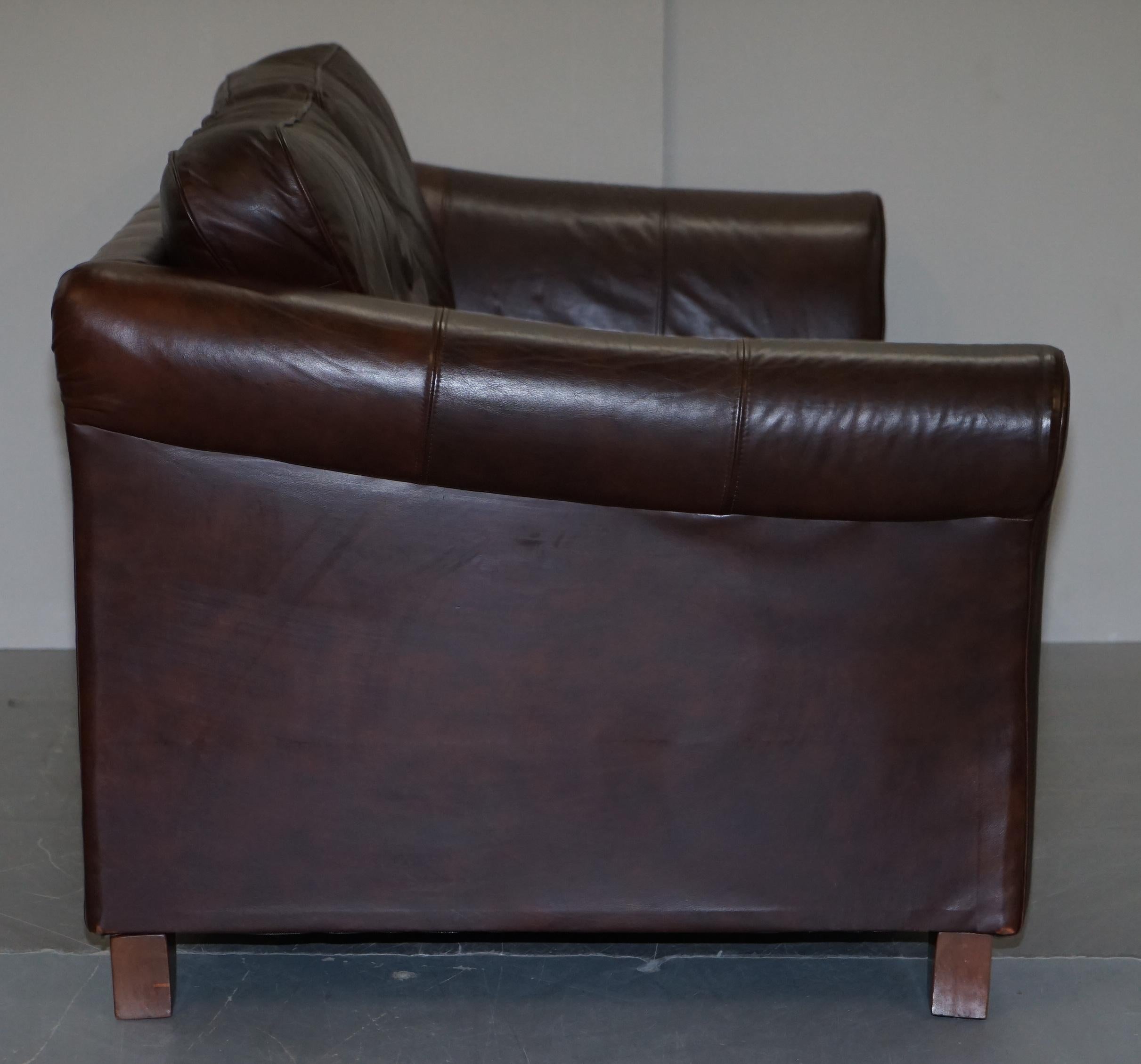 Marks & Spnecers Abbey Brown Leather Sofa Part of Suite with Armchairs For Sale 4