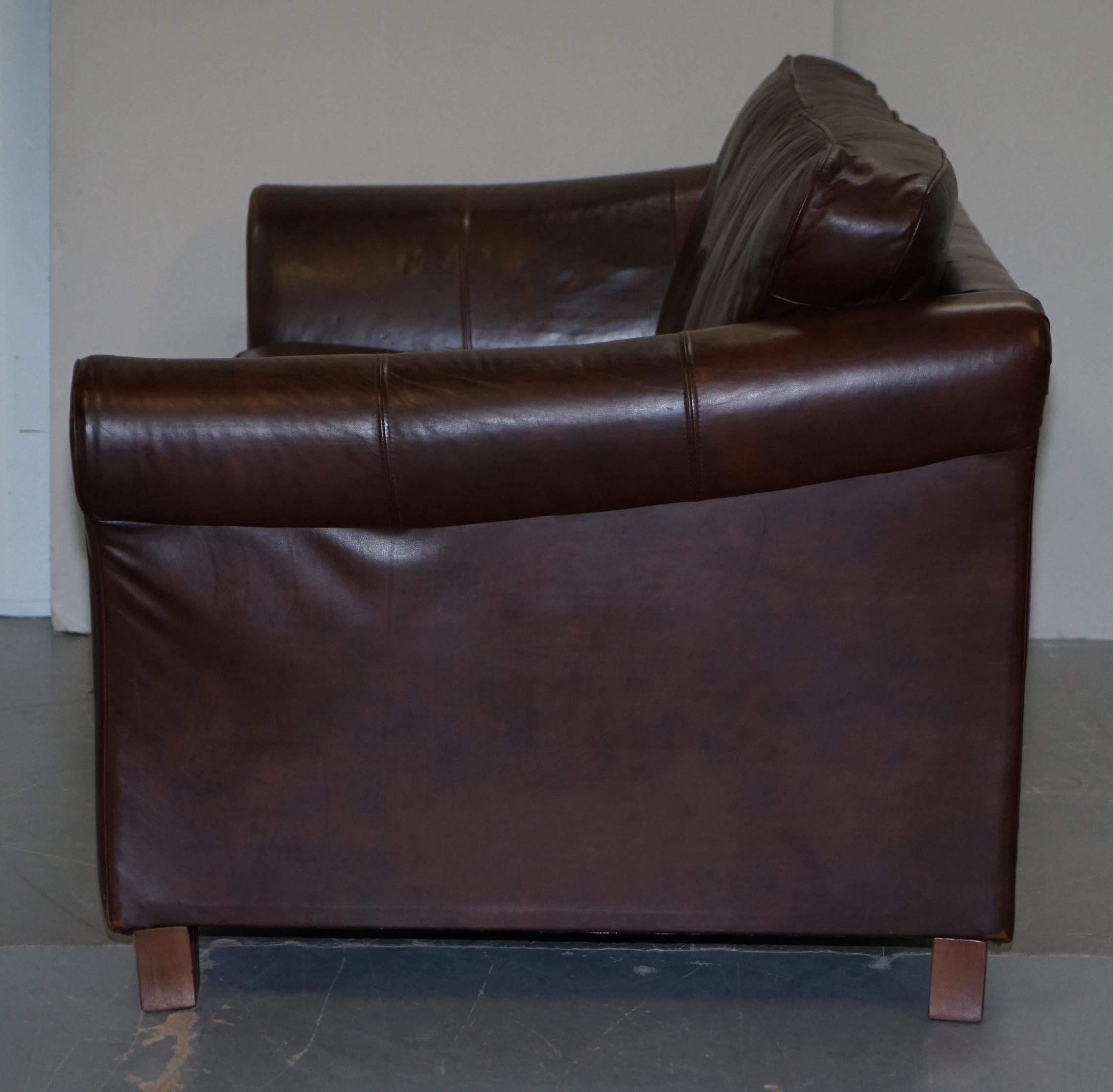 Marks & Spnecers Abbey Brown Leather Sofa Part of Suite with Armchairs For Sale 6