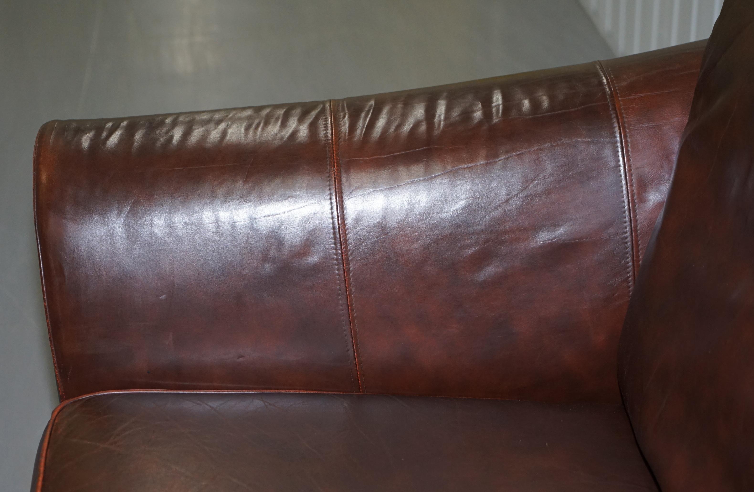 20th Century Marks & Spnecers Abbey Brown Leather Sofa Part of Suite with Armchairs For Sale