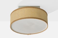 Markslöjd, Flush Mount, Fabric, Raffia, Metal, Sweden, 1980s