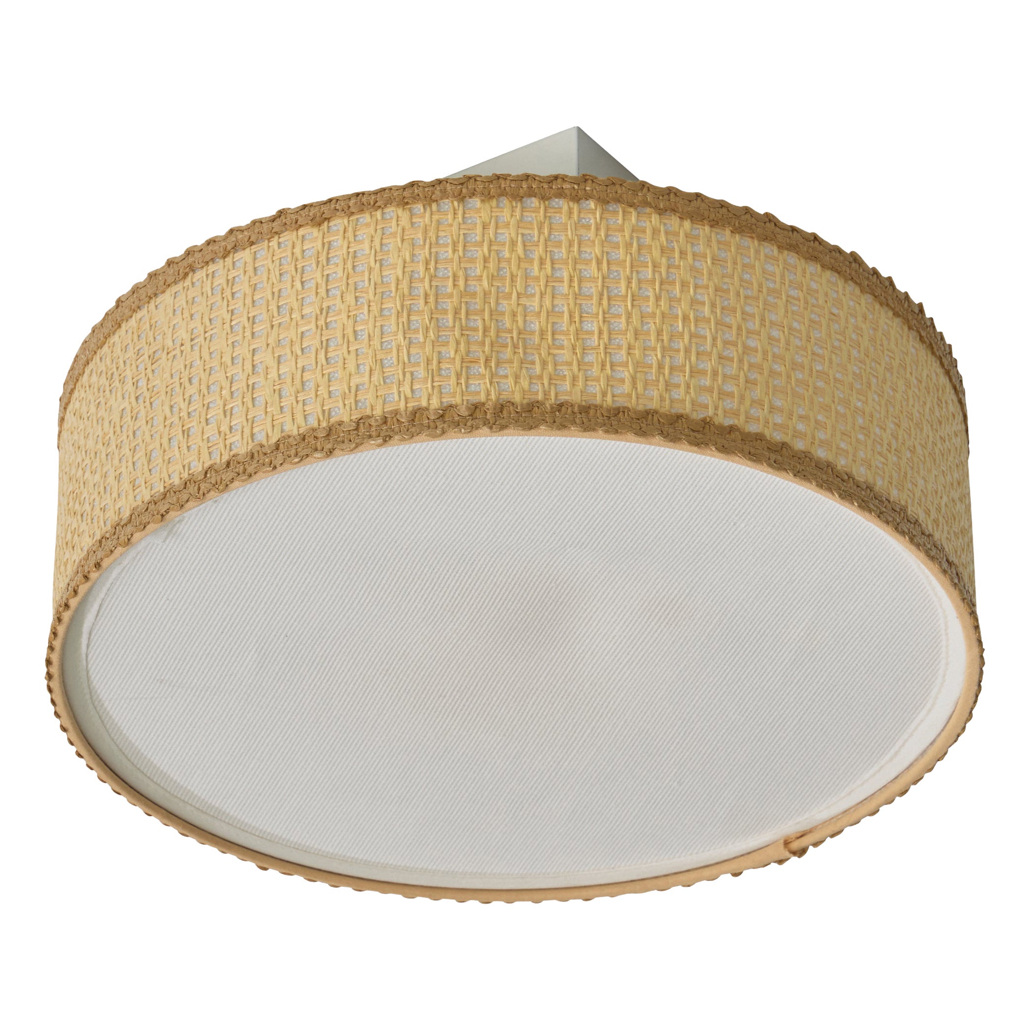 Markslöjd, Flush Mount, Fabric, Raffia, Metal, Sweden, 1980s For Sale