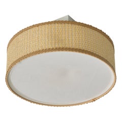 Markslöjd, Flush Mount, Fabric, Raffia, Metal, Sweden, 1980s