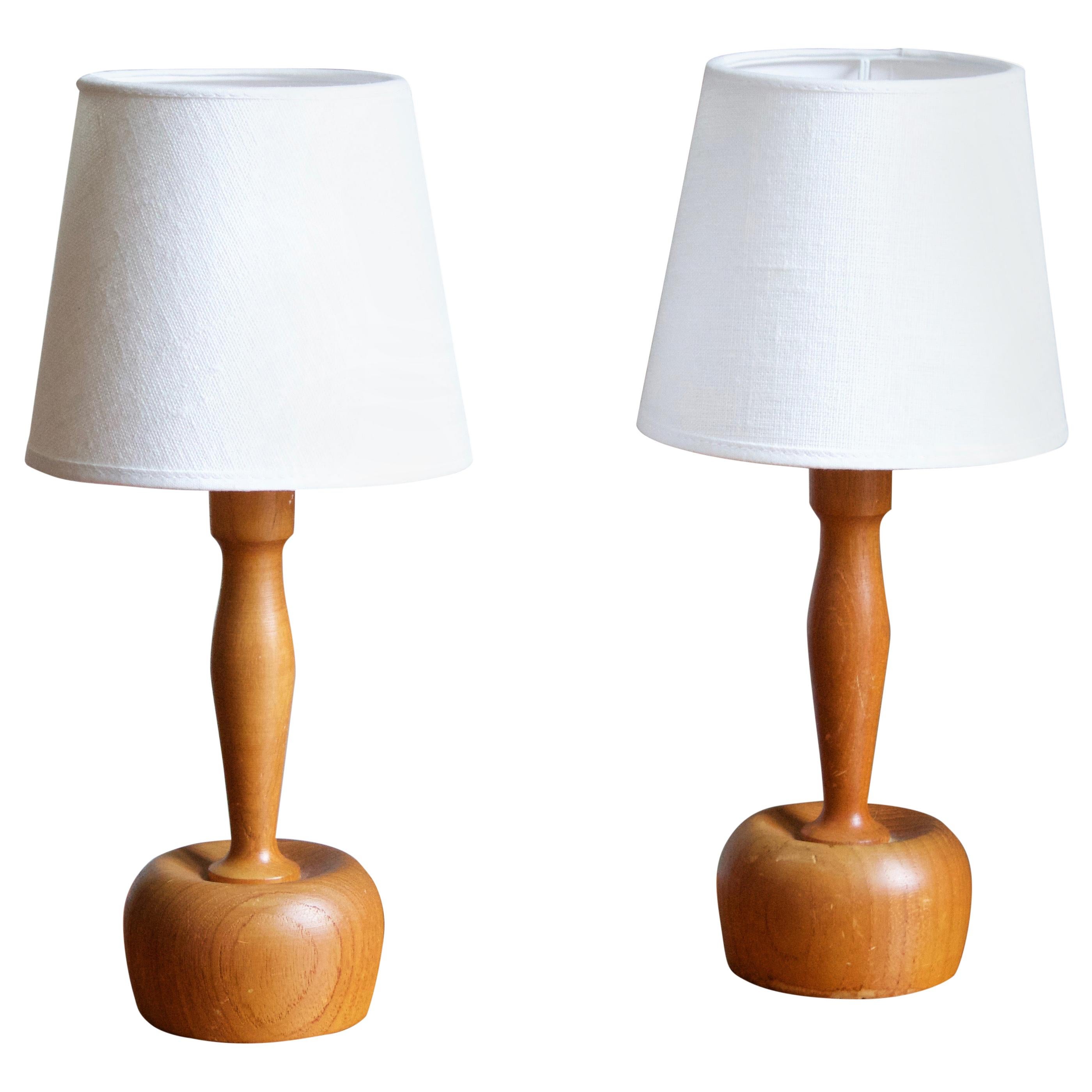 Markslöjd, Minimalist Table Lamps, Solid teak, Linen, Kinna, Sweden, c.  1970s For Sale at 1stDibs | markslöjd kinna