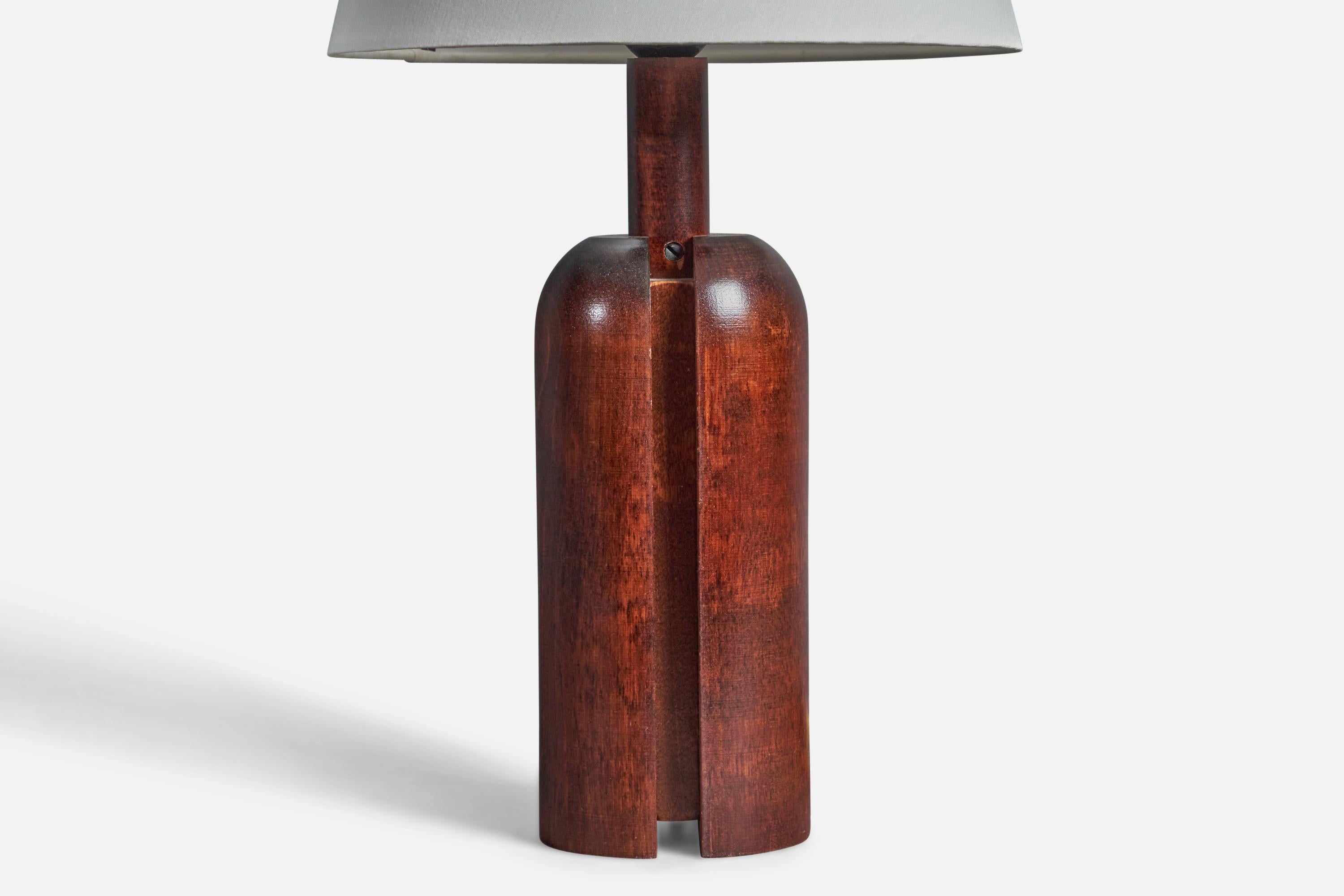 Modern Markslöjd, Minimalist Table Lamps, Stained Pine, Linen, Kinna, Sweden, c. 1970s For Sale