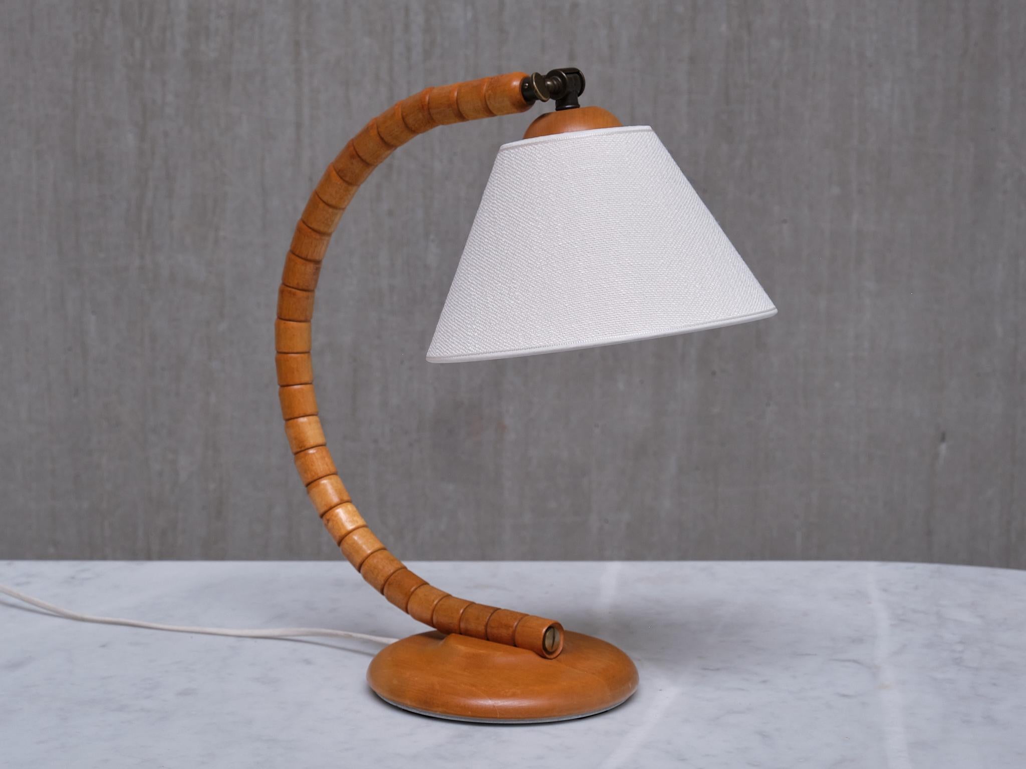 Markslöjd Sculptural Adjustable Table Lamp in Beech Sweden, 1960s 3