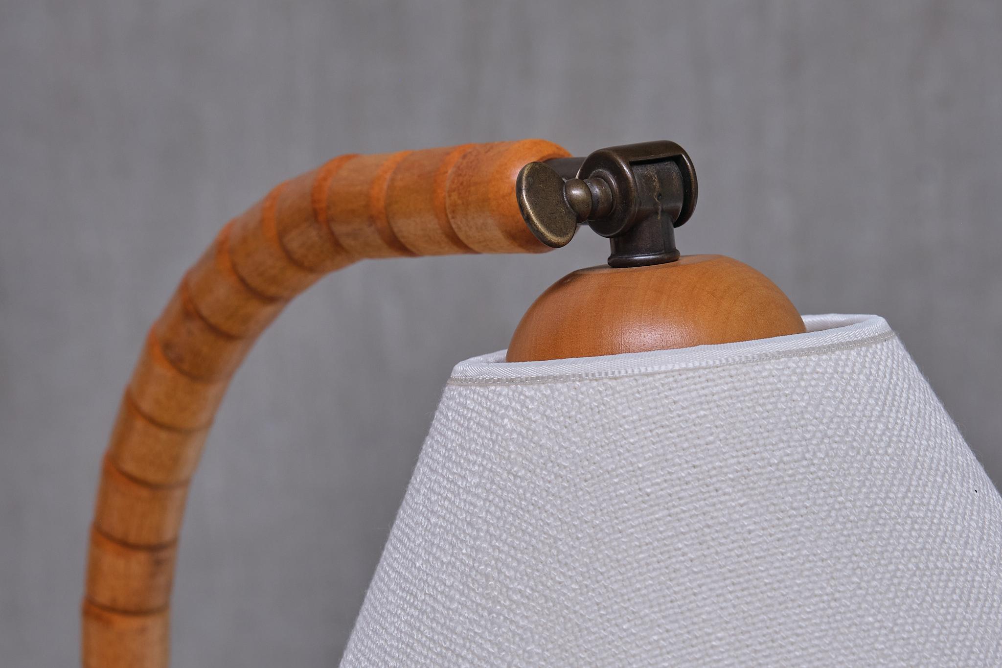 Markslöjd Sculptural Adjustable Table Lamp in Beech Sweden, 1960s 4