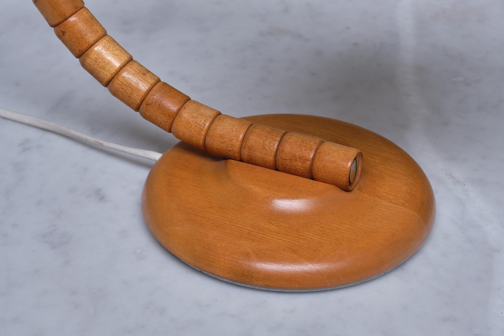 Markslöjd Sculptural Adjustable Table Lamp in Beech Sweden, 1960s 5