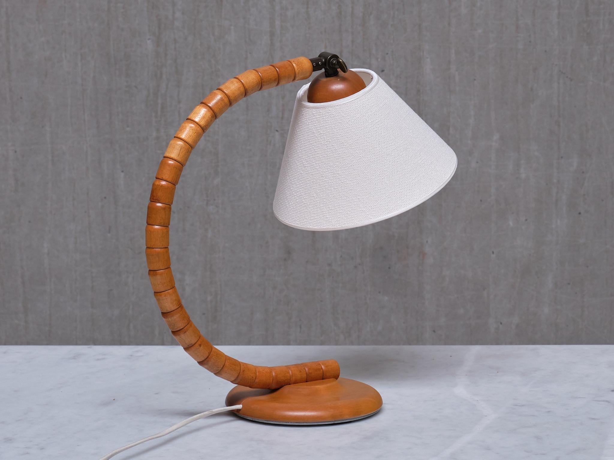 Markslöjd Sculptural Adjustable Table Lamp in Beech Sweden, 1960s 6