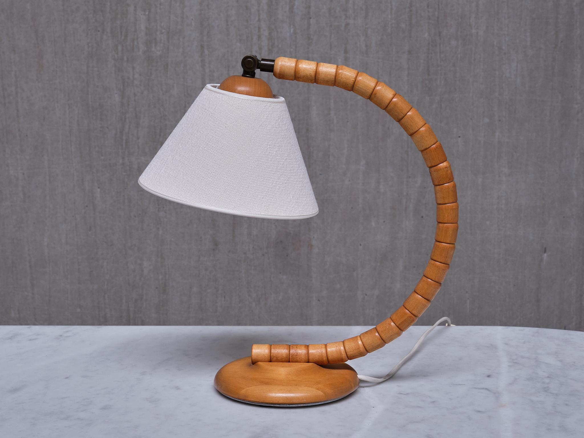 Markslöjd Sculptural Adjustable Table Lamp in Beech Sweden, 1960s 7