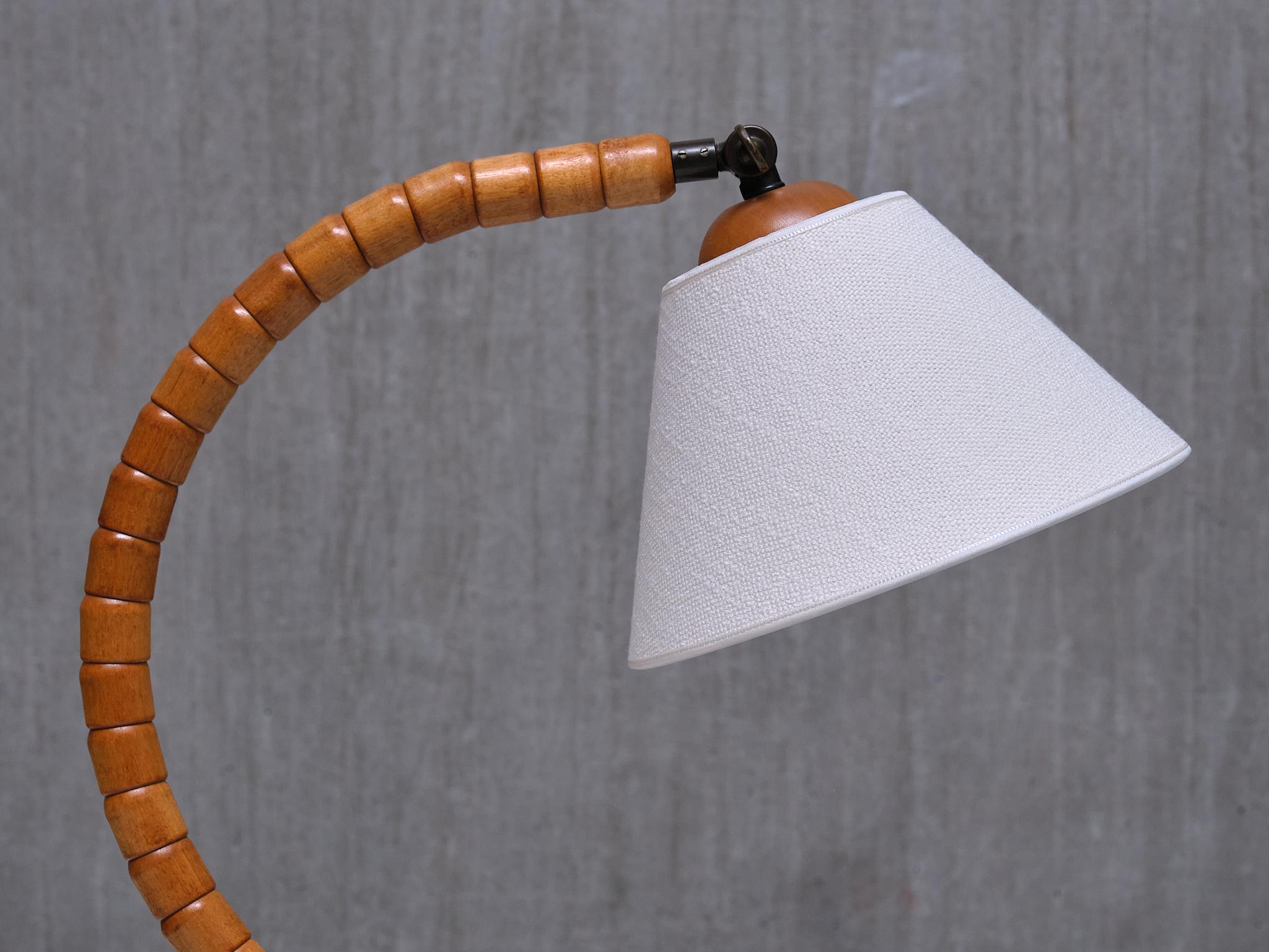 Mid-20th Century Markslöjd Sculptural Adjustable Table Lamp in Beech Sweden, 1960s
