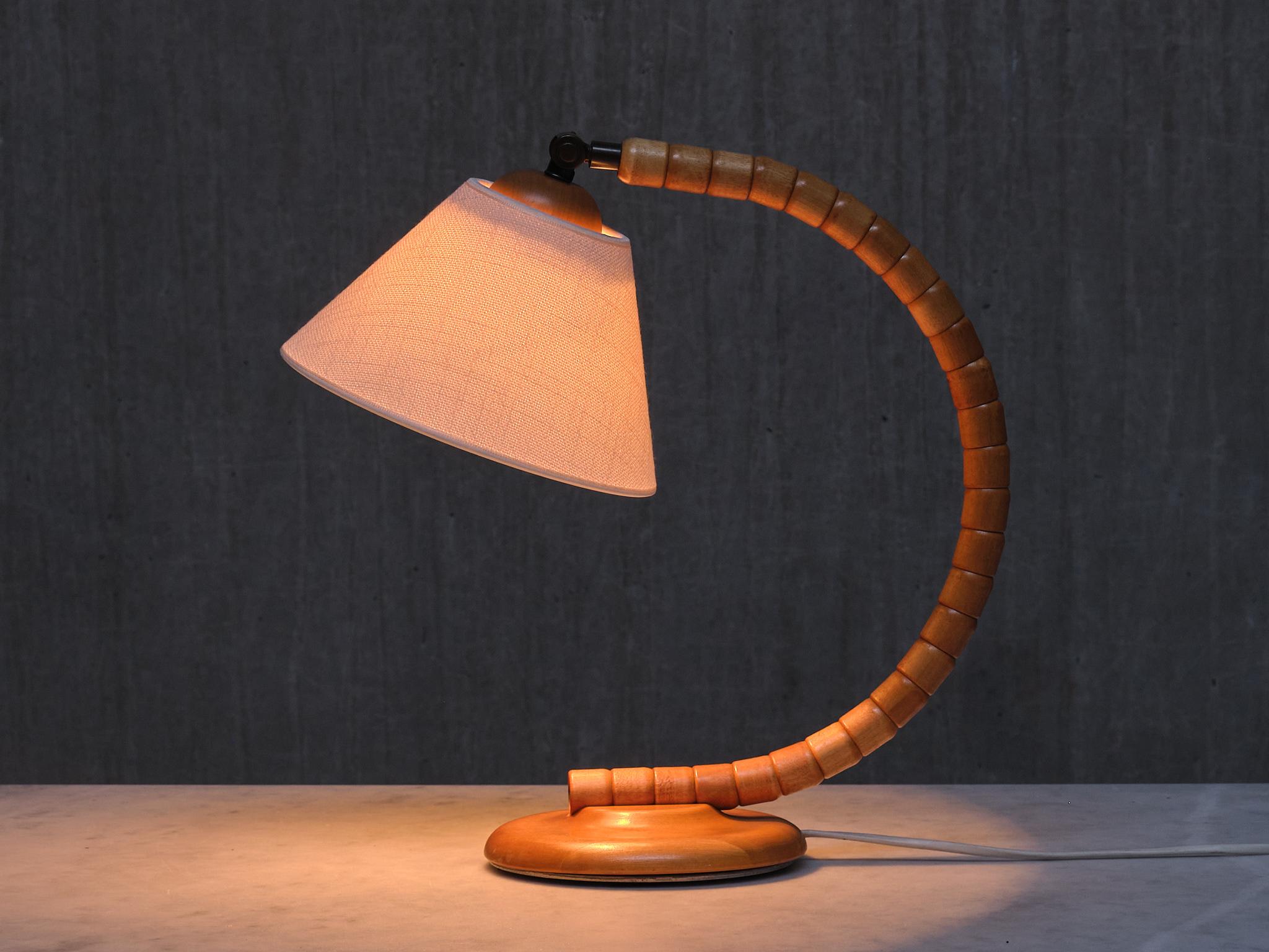 Markslöjd Sculptural Adjustable Table Lamp in Beech Sweden, 1960s 1