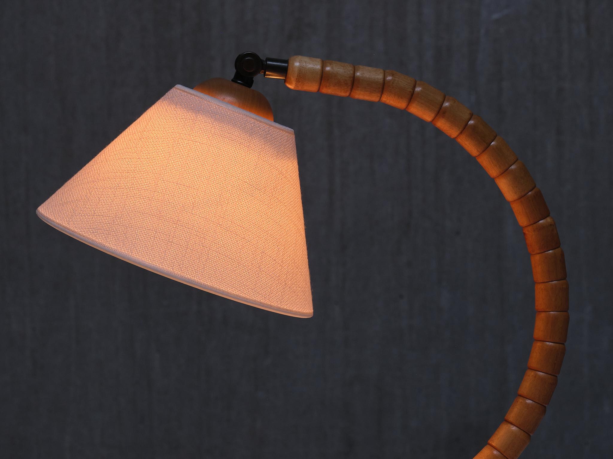 Markslöjd Sculptural Adjustable Table Lamp in Beech Sweden, 1960s 2