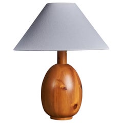 Markslöjd, Sizeable Minimalist Table Lamp, Solid Pine, Kinna, Sweden, c. 1970s