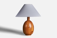 Vintage Markslöjd, Sizeable Minimalist Table Lamp, Solid Pine, Kinna, Sweden, c. 1970s