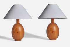 Minimalistische Tischlampen aus massivem Kiefernholz, Kinna, Schweden, ca. 1970er Jahre, Marksljd