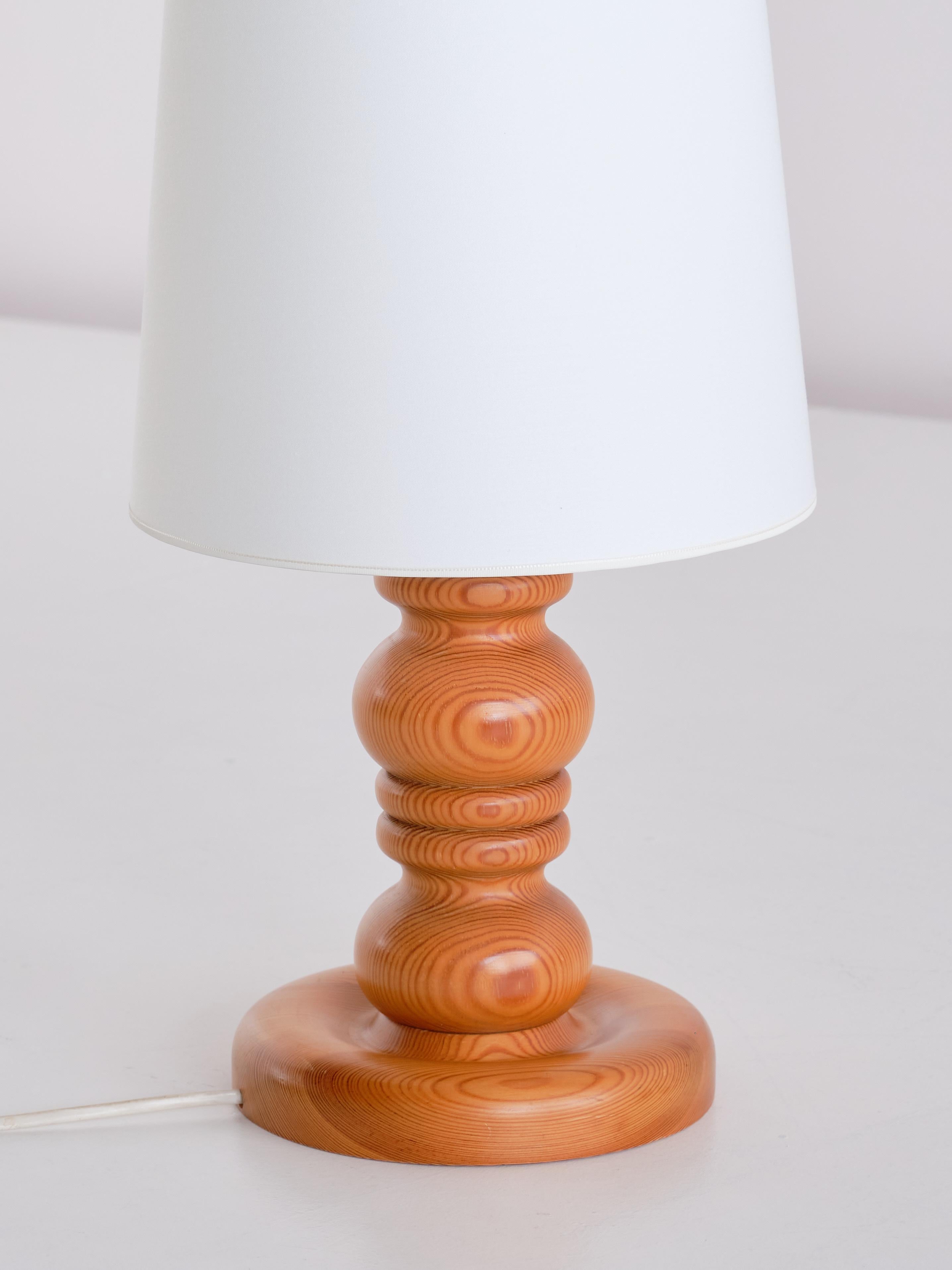 Fabric Markslöjd Table Lamp in Solid Pine, Kinna, Sweden, Early 1970s