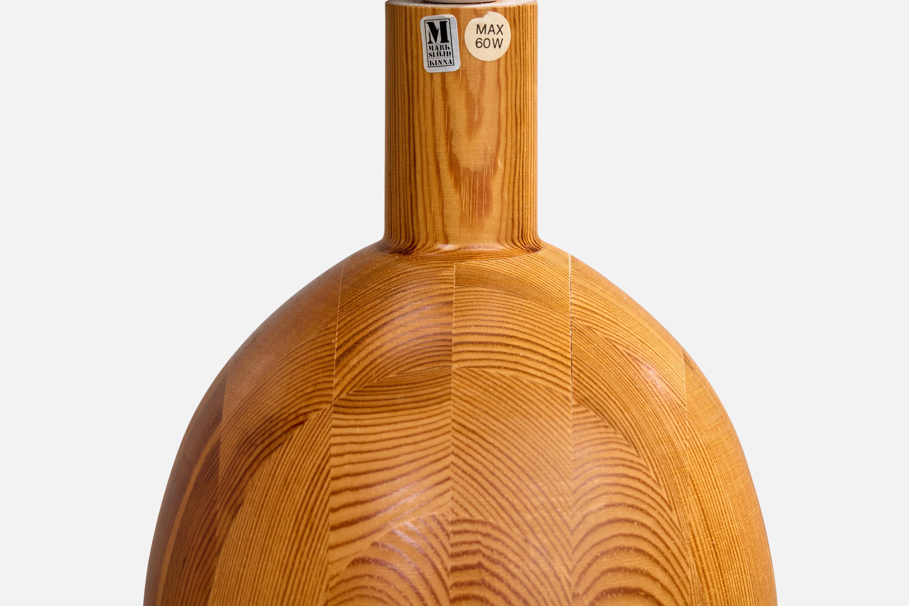 Markslöjd, lampe de table, pin, papier parchemin, Suède, années 1970 en vente 2