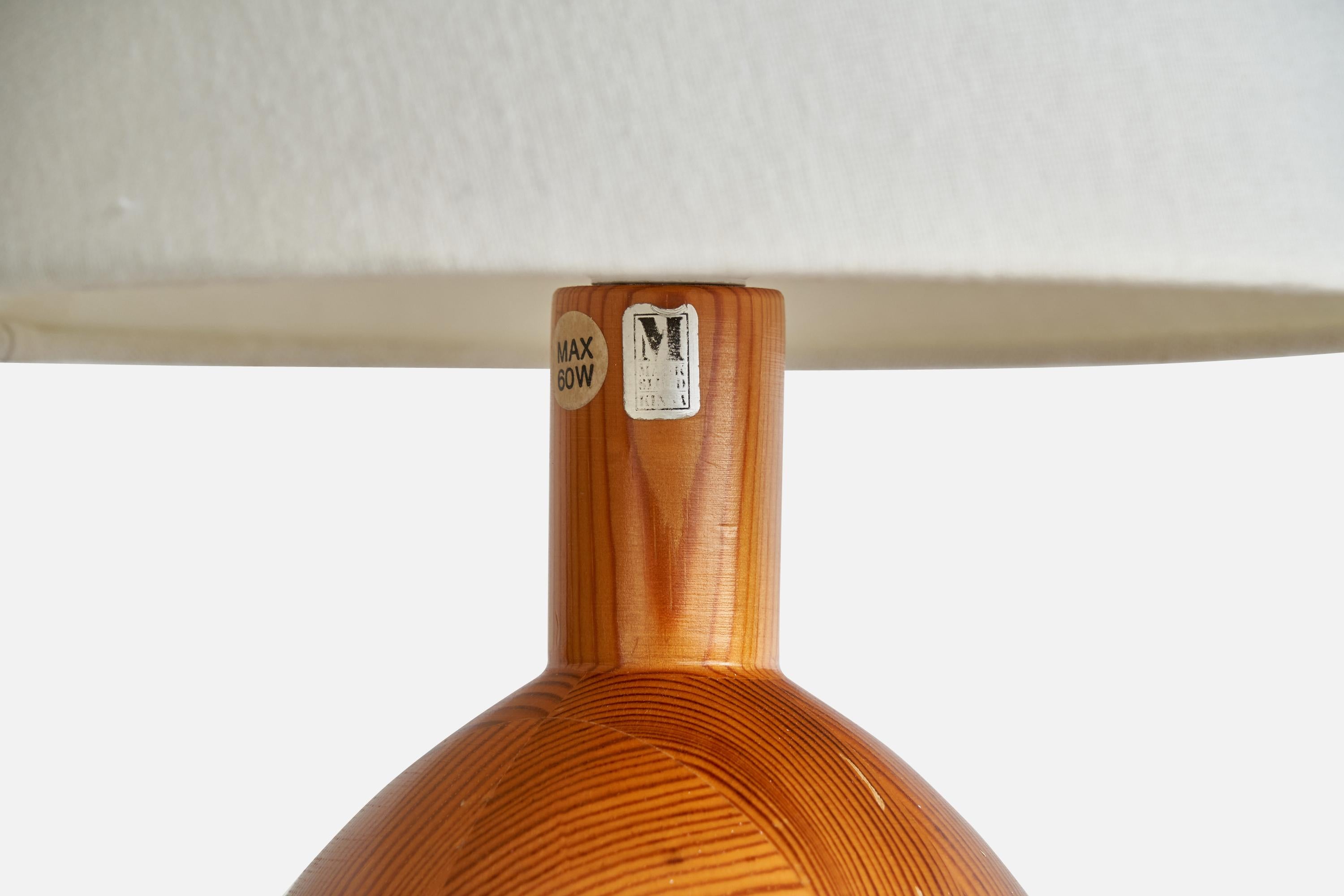 Markslöjd, Table Lamp, Pine, Sweden, 1970s In Good Condition For Sale In High Point, NC