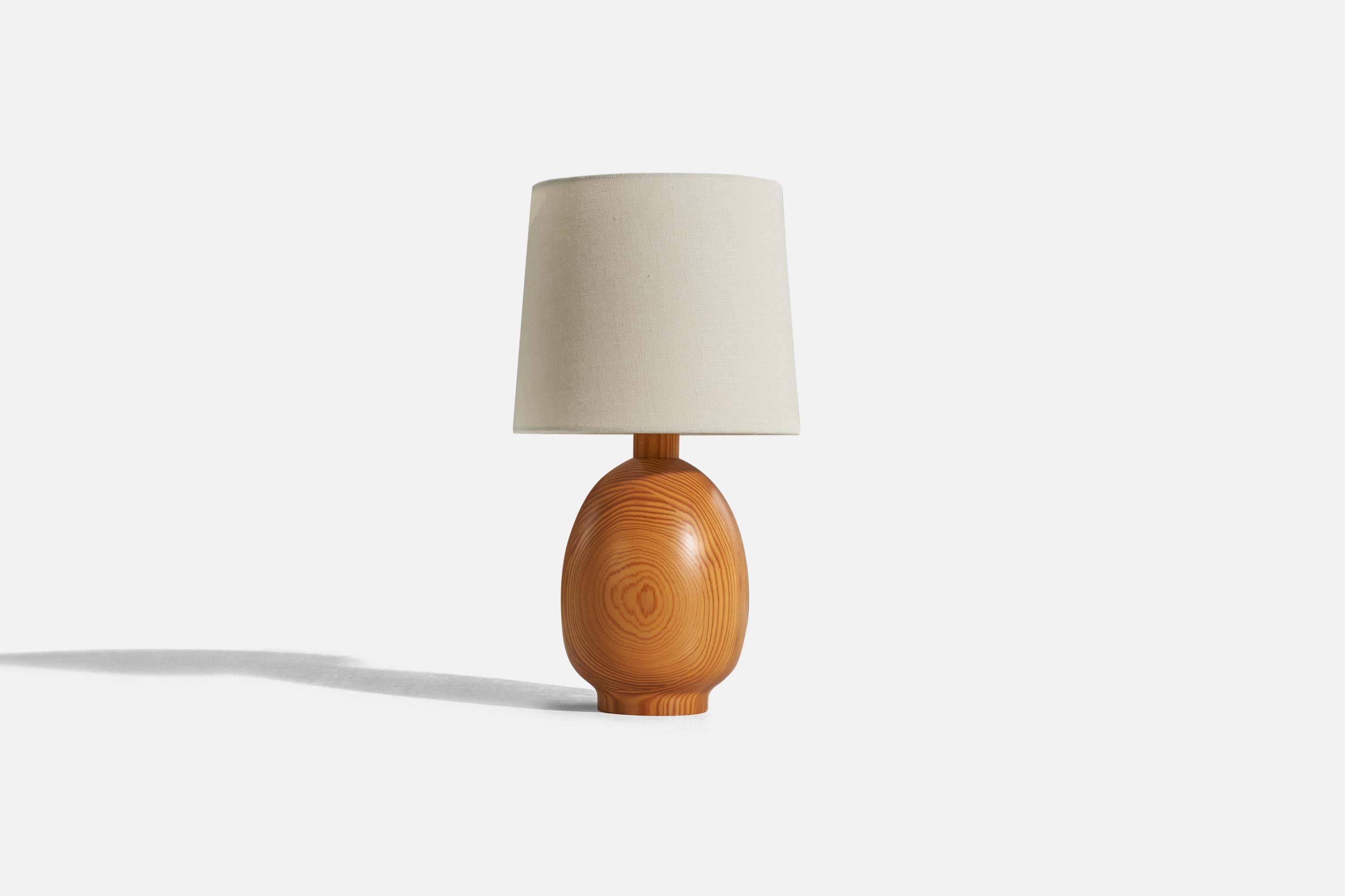 Swedish Markslöjd, Table Lamp, Solid Pine, Kinna, Sweden, C. 1970s For Sale