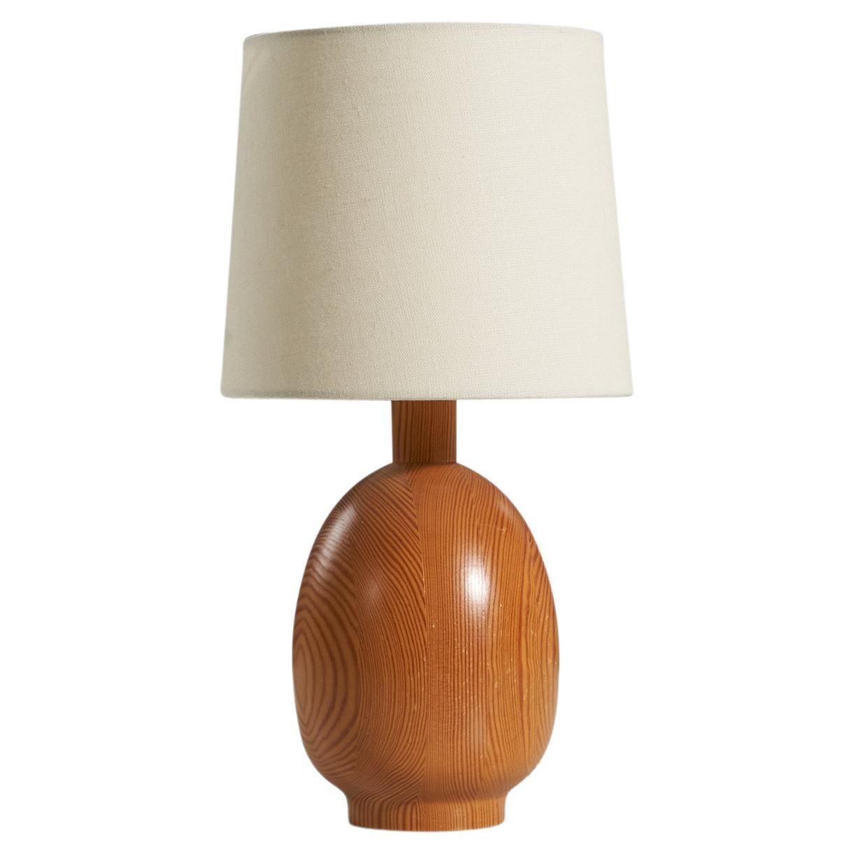 Tischlampe, Massiver Kiefernholz, Kinna, Schweden, ca. 1970er Jahre