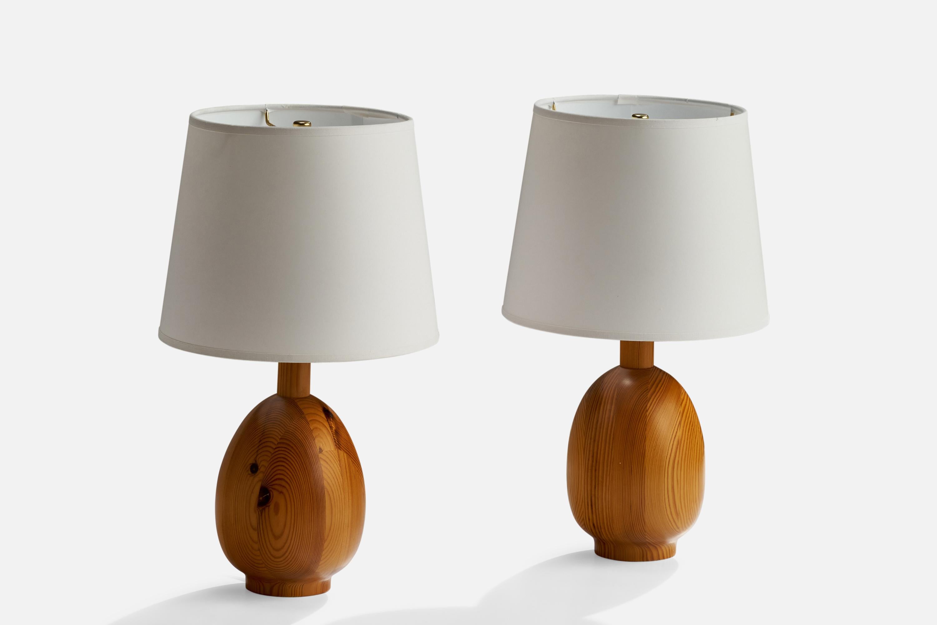 Swedish Markslöjd, Table Lamps, Pine, Sweden, 1970s For Sale