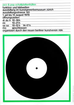 Retro "Jazz & Pop Schallplattenhullen (Green)" Swiss Music Exhibition Original Poster