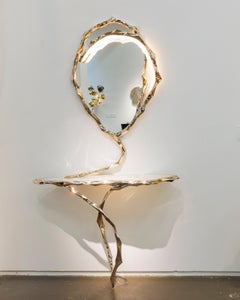 Markus Haase, Bronze and Marble Console with Bronze Mirror, DE