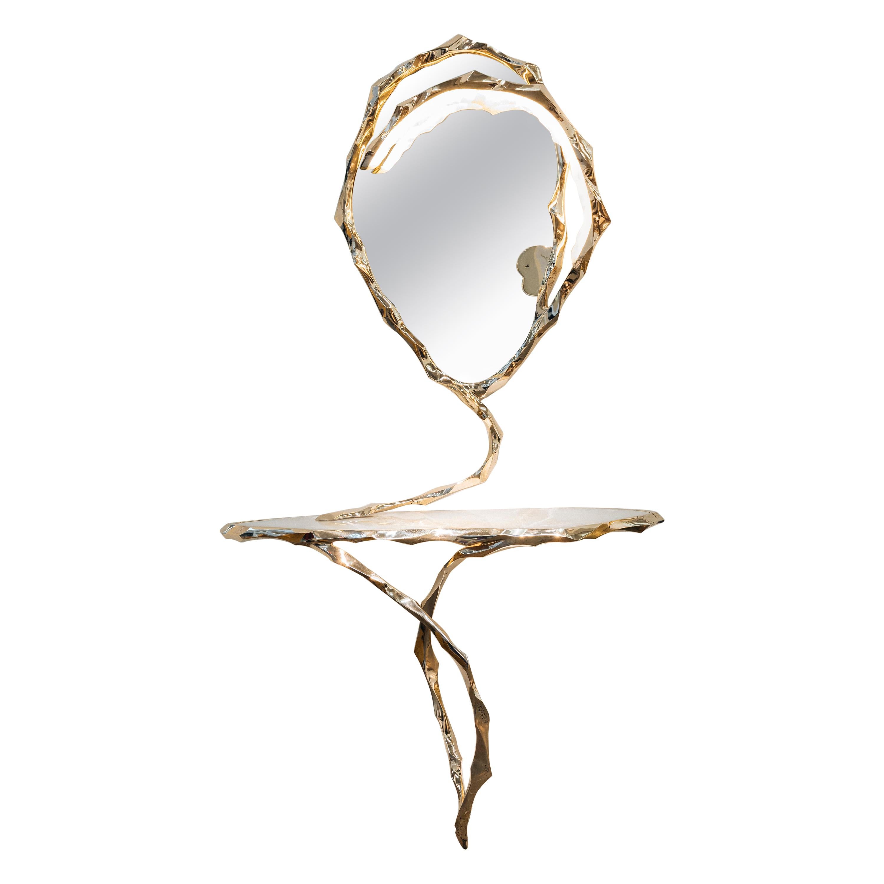 Markus Haase, Bronze and Marble Console with Bronze Mirror, DE
