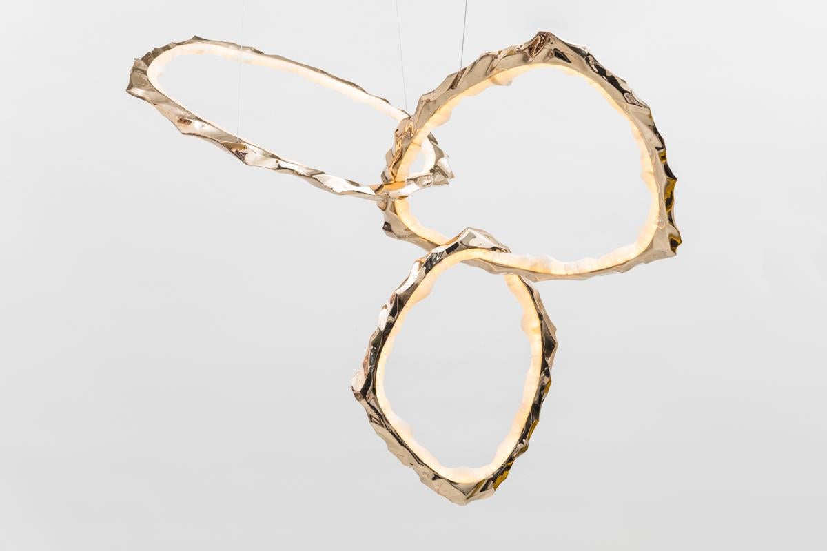 Lustre circulaire en bronze et onyx Markus Haase, États-Unis, 2018