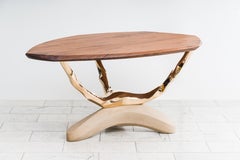 Markus Haase, Bronze, Walnut, and Limestone Foyer Table, Usa