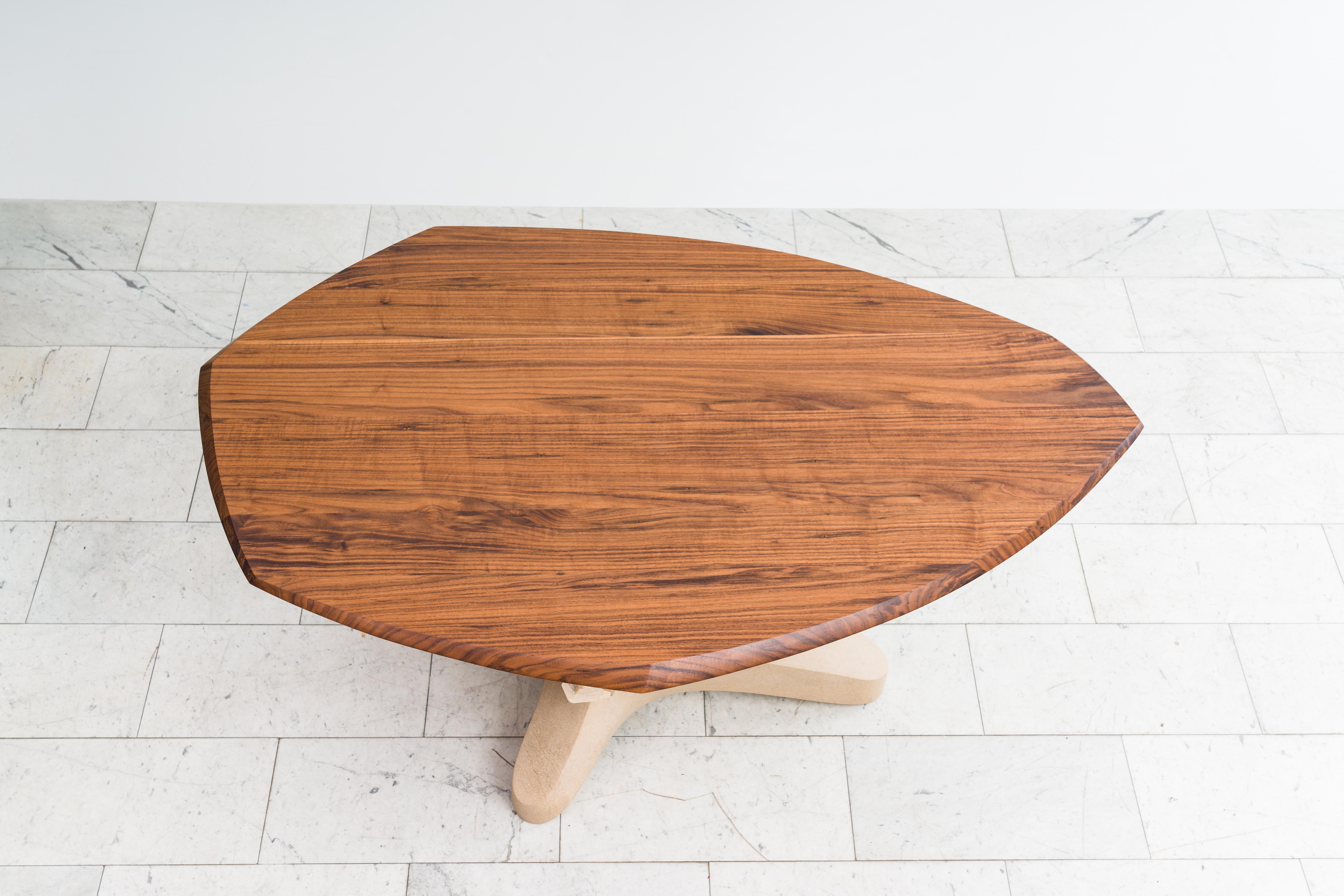 Markus Haase, Bronze, Walnut, and Limestone Foyer Table, Usa For Sale 1