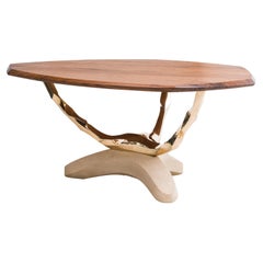 Markus Haase, Bronze, Walnut, and Limestone Foyer Table, Usa