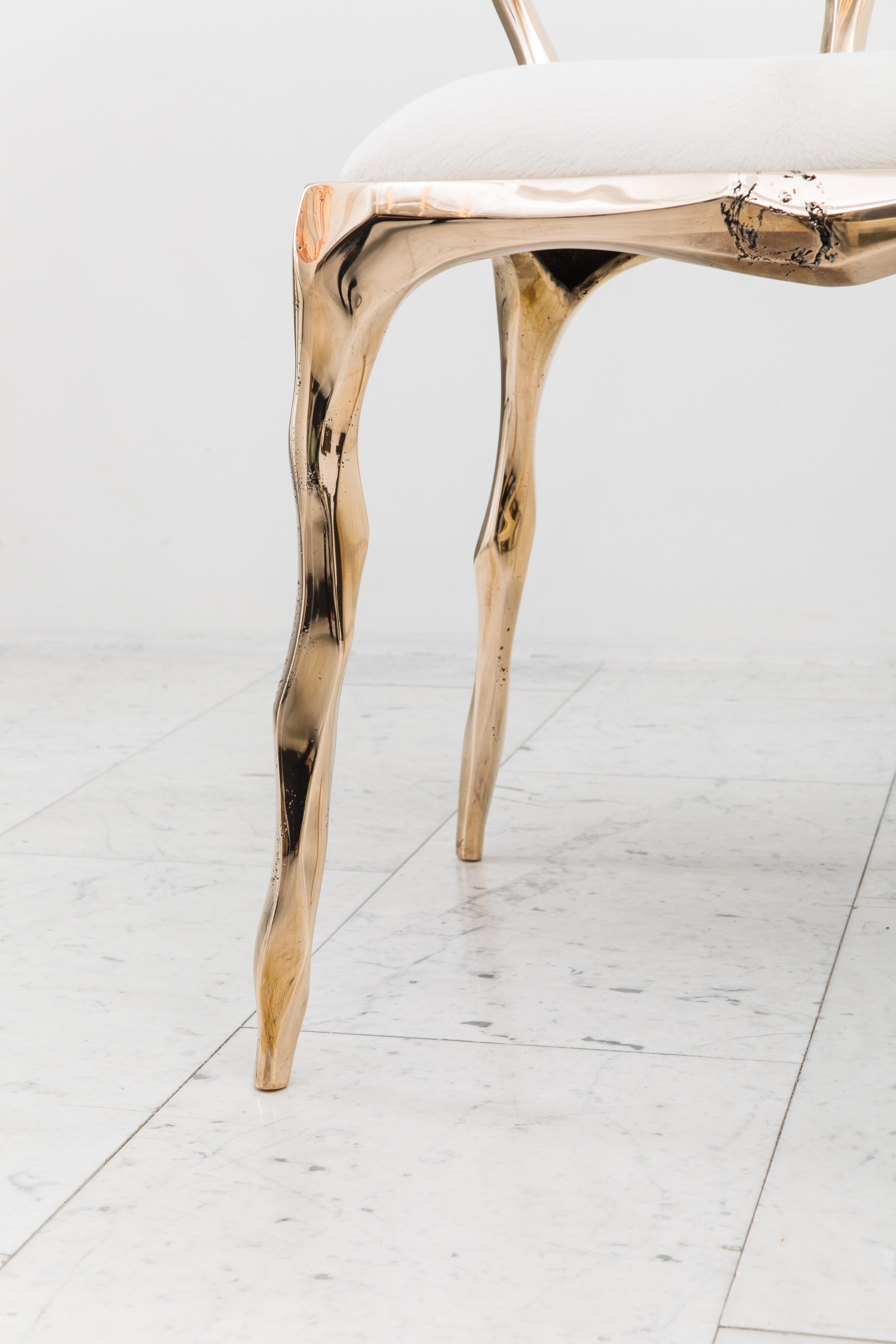 Cast Markus Haase, Faceted Bronze Dining Chair, USA, 2018 For Sale