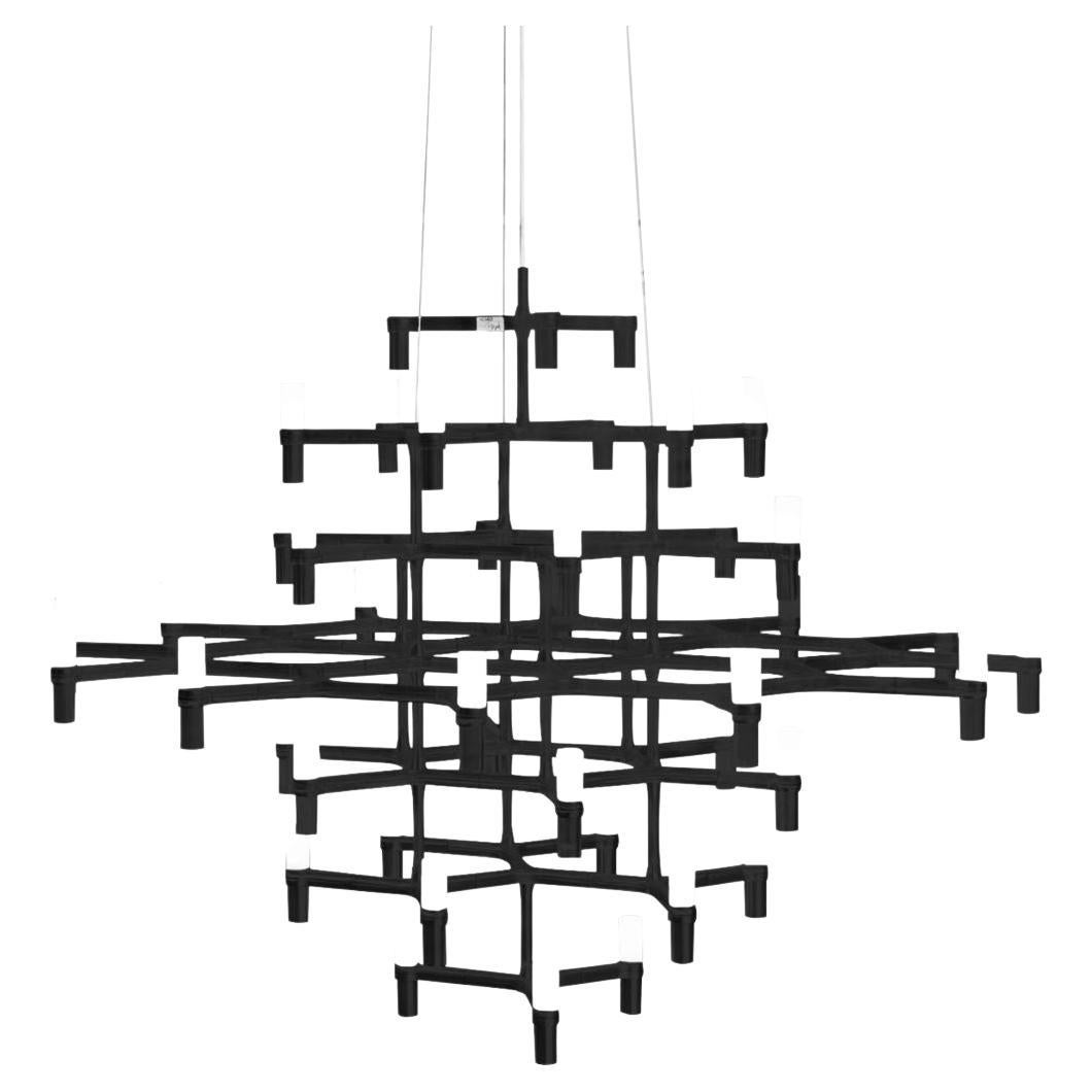 Glass Markus Jehs & Jürgen Laub Crown Magnum Chandelier for Nemo in Plated Black For Sale