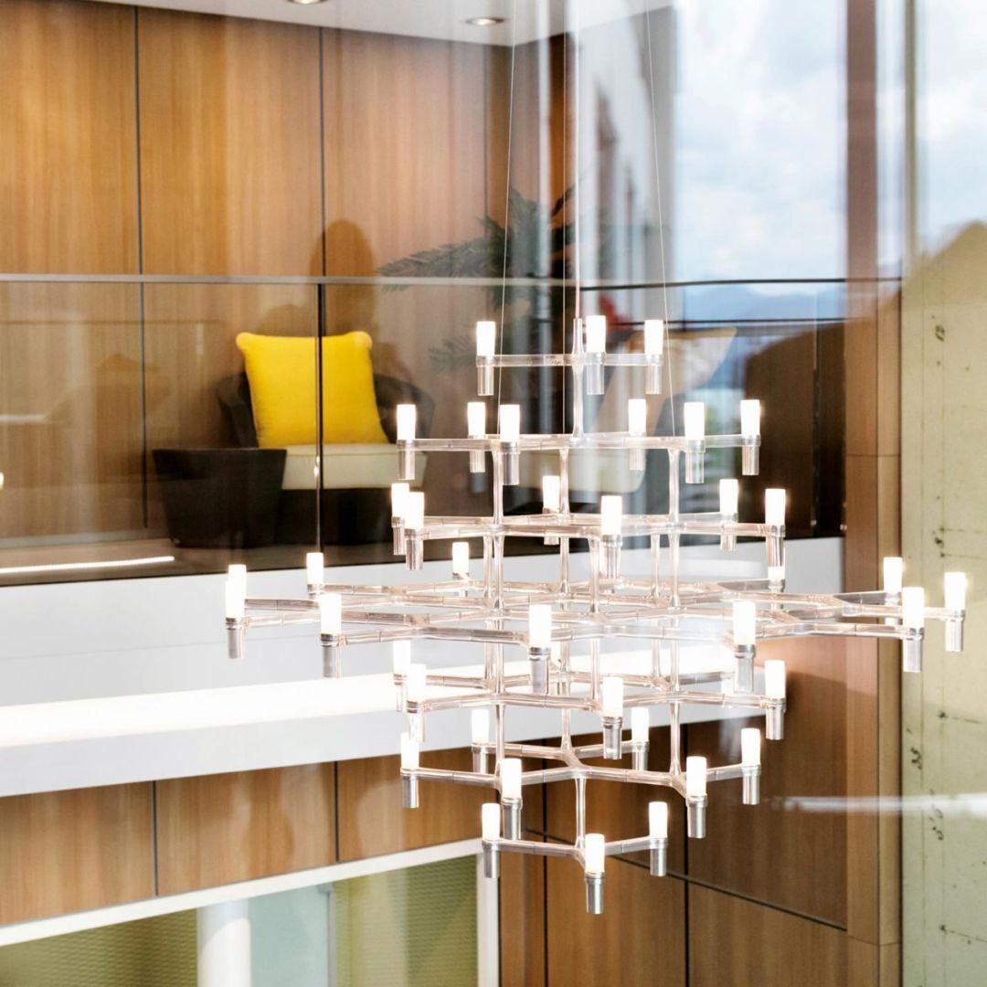 Markus Jehs & Jürgen Laub Crown Magnum Chandelier for Nemo in Polished Aluminum In New Condition For Sale In Glendale, CA