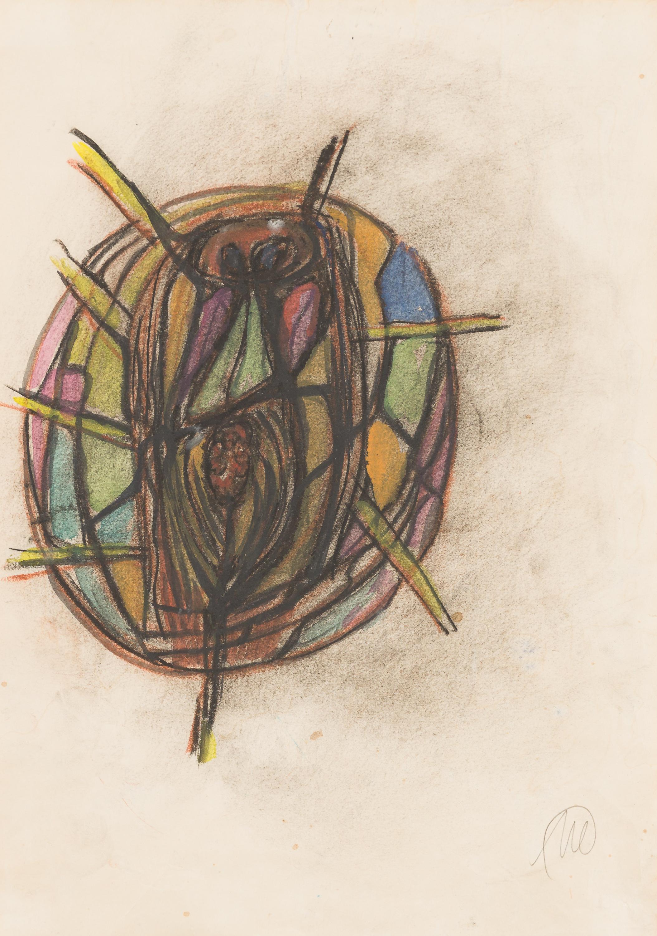 Abstract Drawing de Markus Lüpertz - Kopf (Cabeza)