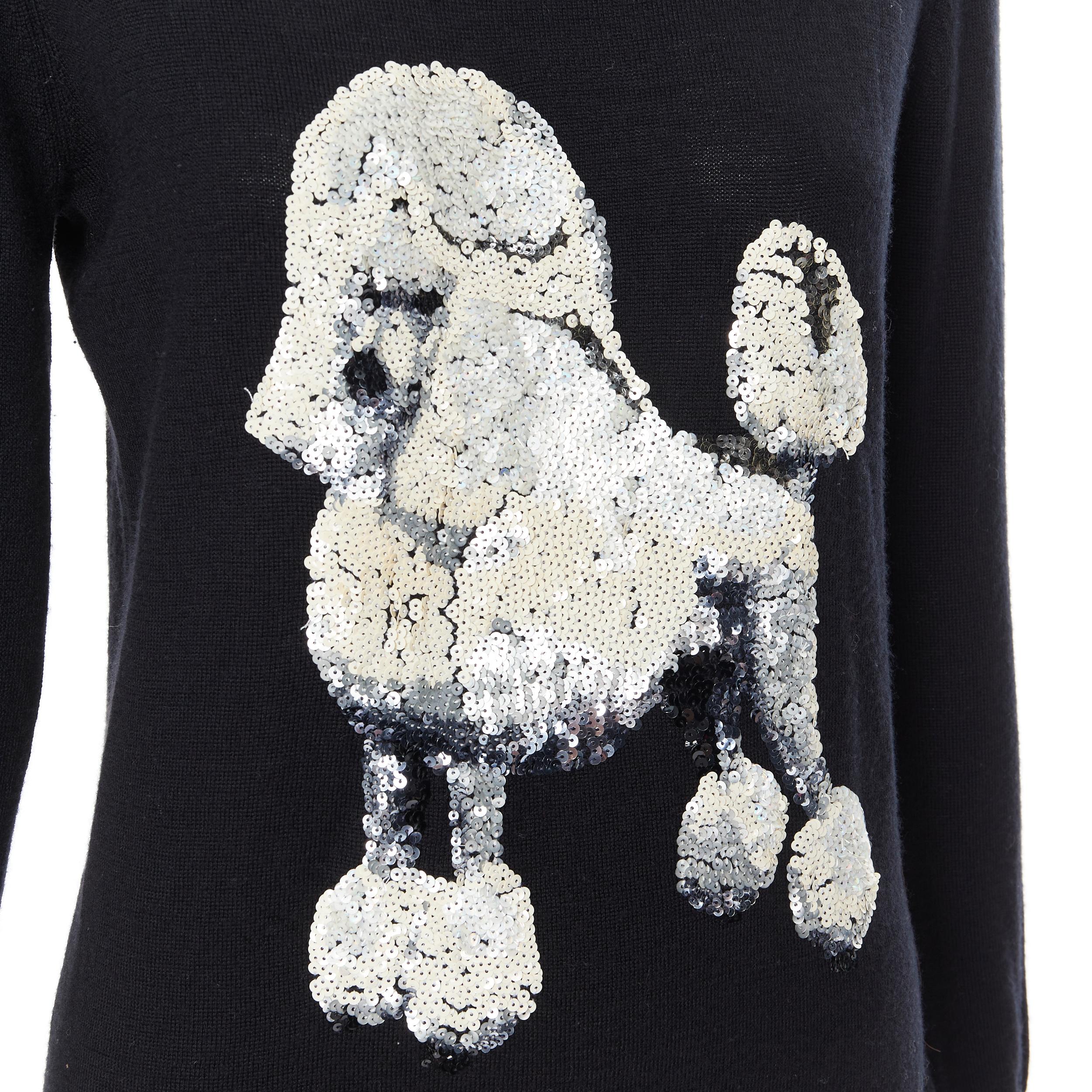MARKUS LUPFER 100% merino wool white poodle sequins pullover sweater XS Reference: WEYN/A00365 \
Brand: Markus Lupfer 
Material: Wool 
Color: Black 
Pattern: Abstract 
Extra Detail: 100% merino wool. White poodle sequins embellishment at front face.