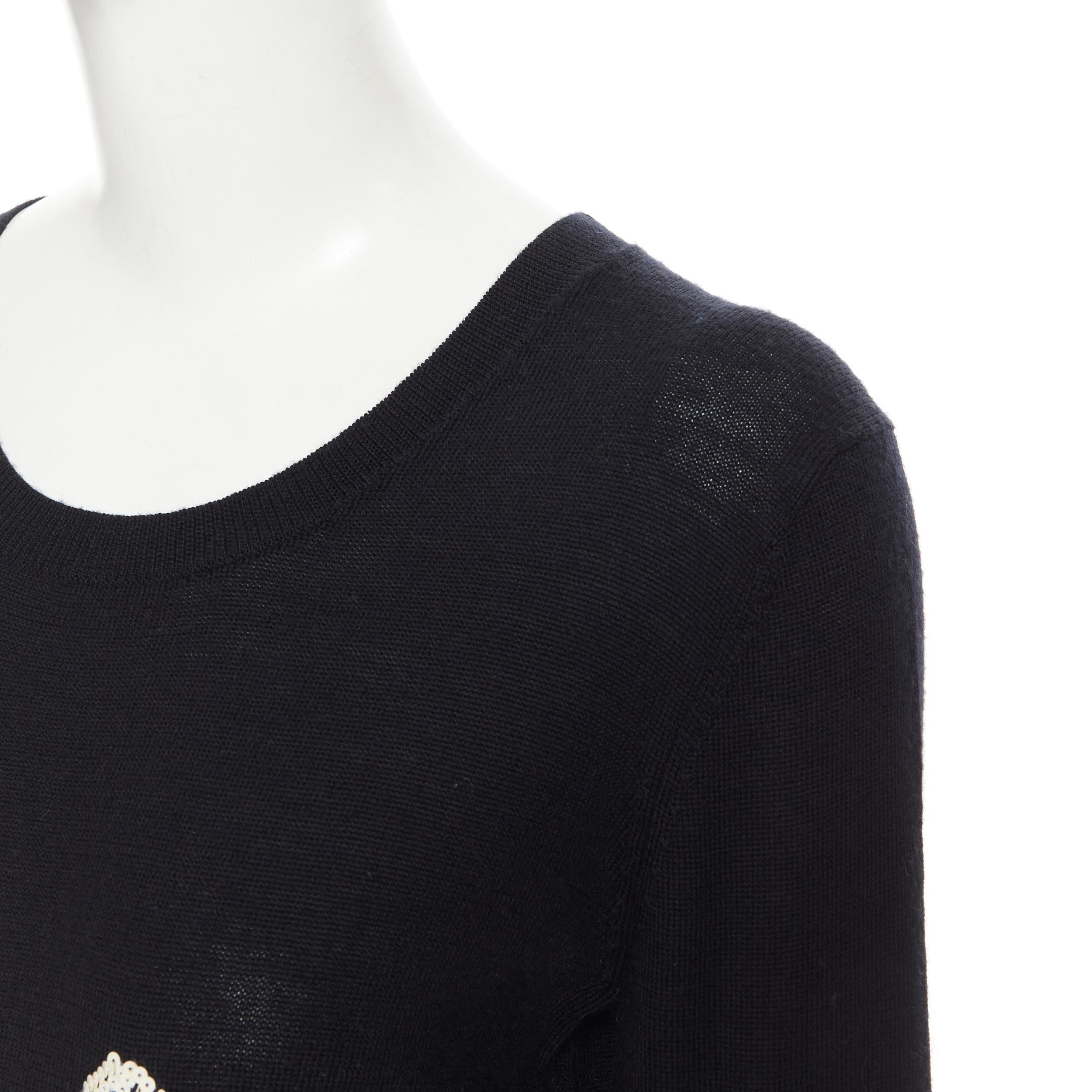 MARKUS LUPFER 100% merino wool white poodle sequins pullover sweater XS In Excellent Condition In Hong Kong, NT