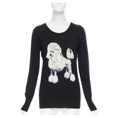 MARKUS LUPFER 100% merino wool white poodle sequins pullover sweater XS