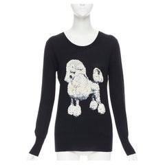 MARKUS LUPFER Pullover aus 100 % Merinowolle mit weißen Pudeln und Pailletten aus Wolle XS