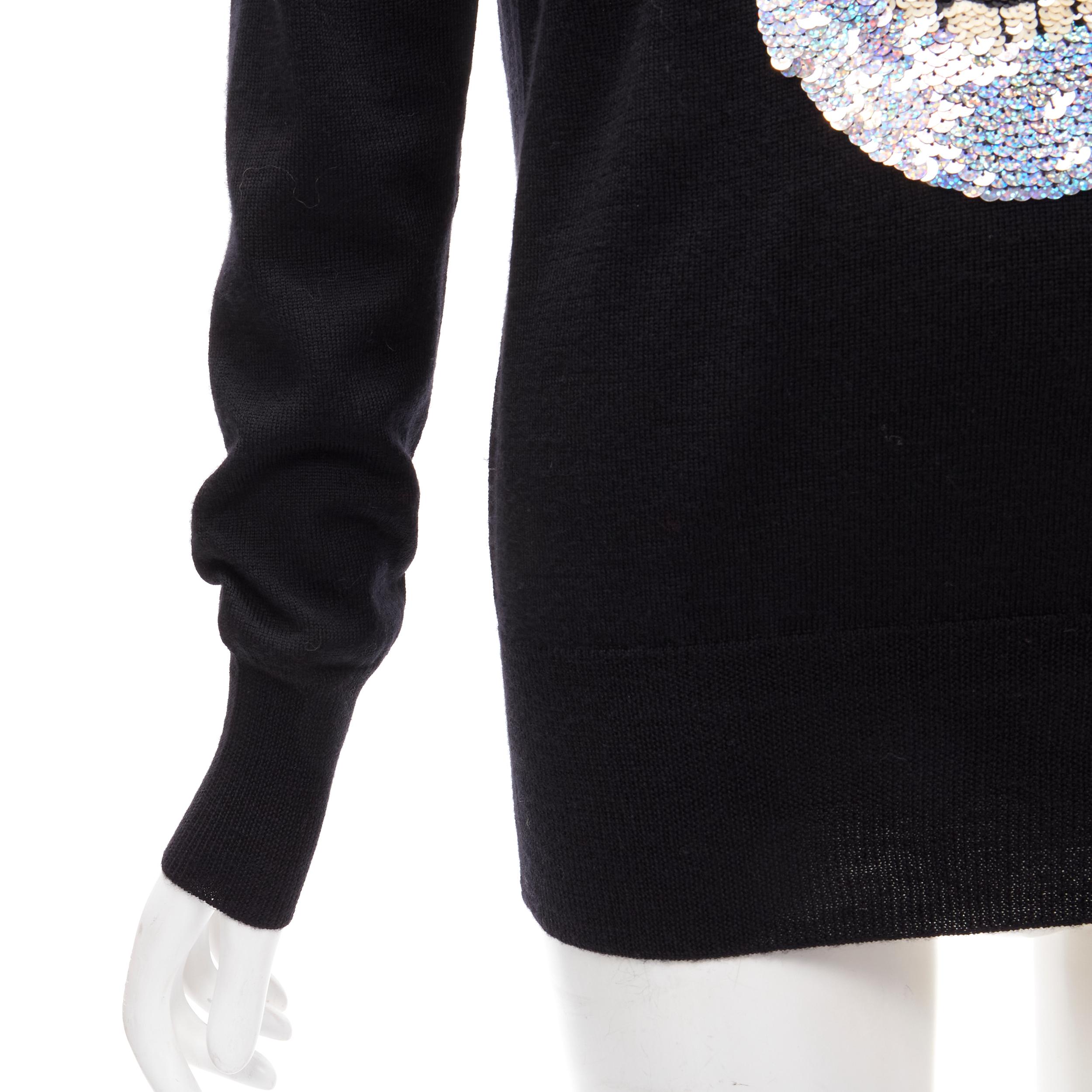 MARKUS LUPFER black holographic silver skull bow sweater S For Sale 2