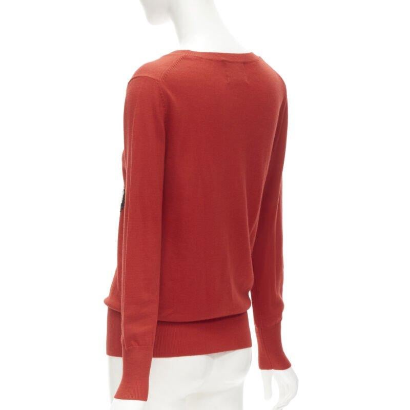 MARKUS LUPFER comic eyes sequins red pullover sweater XS 2